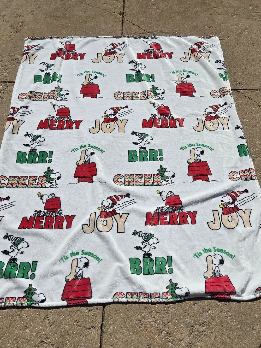 Berkshire Snoopy Holiday Plush Throw Blanket - White/Red/Green